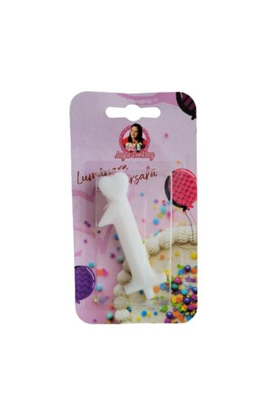 Anyta Cooking Lumanare Tort cu Sclipici - NR 1 - Alb