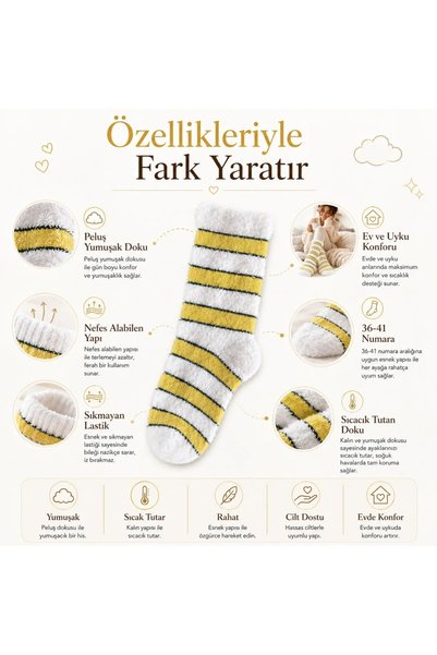 OGAA BAG Plush Striped Women's Socks 36-40 Soft Warm Non-Squeezing Home Socks...