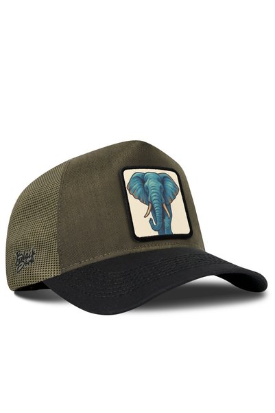 BlackBörk Cordura Black-Khaki Trucker Cap with Elephant Logo