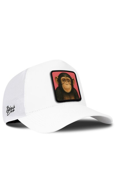 BlackBörk White Trucker Cap with Monkey Logo