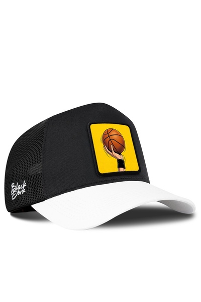 BlackBörk Șapcă Trucker alb-negru cu logo de baschet