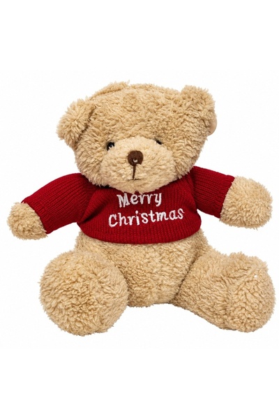 velve Ursulet de plus Teddy Christmas cu pulover rosu Merry Christmas, bej, 1...