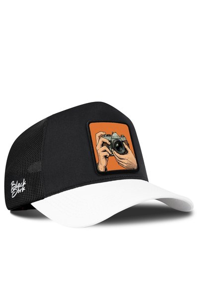 BlackBörk Black-and-White Trucker Cap with Photographer's Logo
