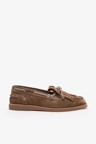 Louis Cardy Winnie Cigar Suede Leather Women's Loafers