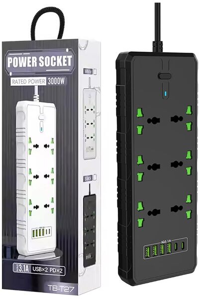 Maykela Extension Cord with 6 Outlets and 6 USB Slots,5M Cable Cord Power Str...