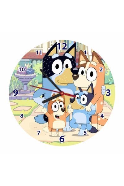OEM Bluey wall clock, Bluey's family, 3 mm MDF, color UV print, 30 cm, silent...