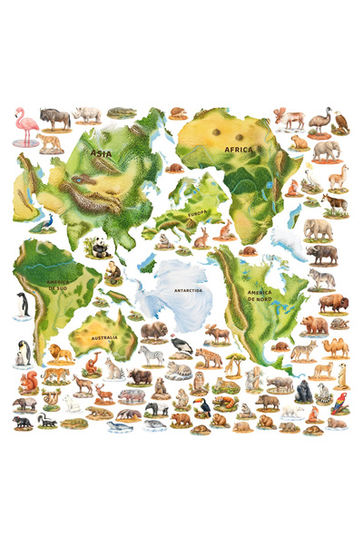 Promotional Print Stickere perete copii Harta lumii cu continente și animale,...