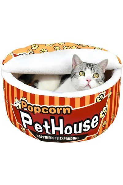 Caividom Popcorn Dog & Cat Bed, Keep Warm and Super Soft Creative Pet Nest fo...