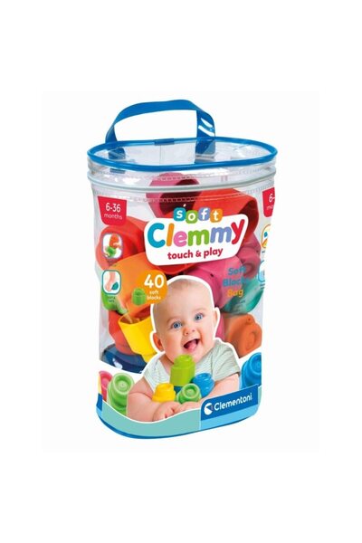 CLEMENTONI Set de cuburi moi Clemmy – Atinge și joacă-te, gantă cu 40 de piese