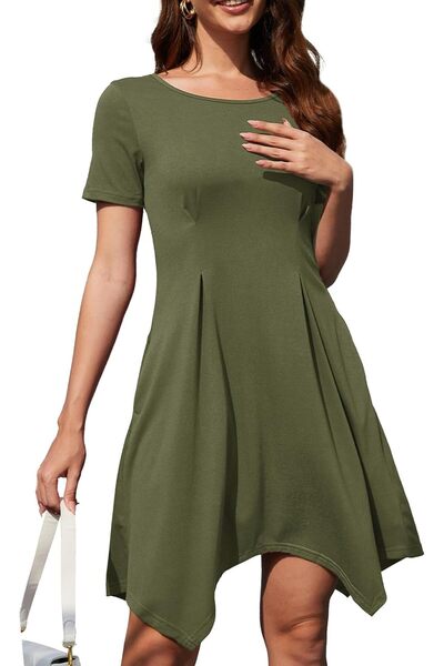 OtherMax Rochie Dama de Vară Tip Tricou Trapez pe Plajă Moale Verde XL