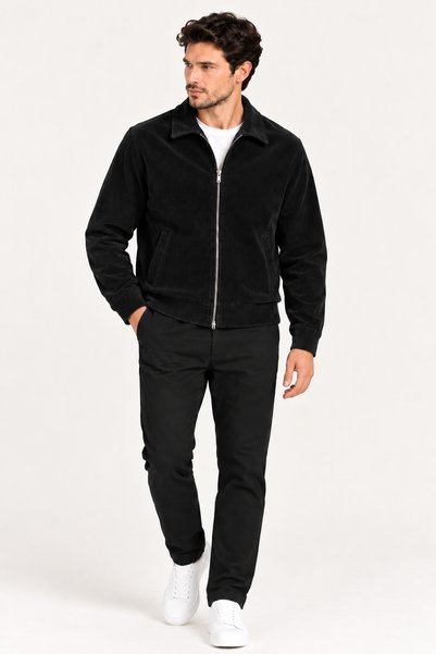 Markova Men's Velvet-Textured Zipper Jacket
