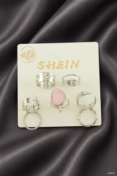 ZERO LAND SVL-SHOP Set of 7 Oval Luxury Link Rings (135522) Silver Color