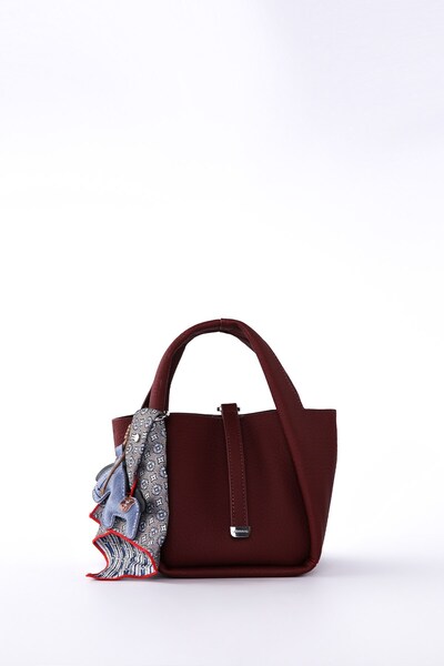 Levidor Dark Brown Clutch Bag with Scarf-Style Charm Detail
