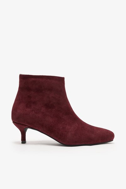 Louis Cardy Nemesis Burgundy Suede Kitten-Heel Boots