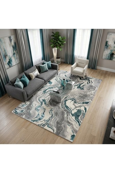 OEM Covor Royal River Turcoaz 100x200 cm, stil modern, fir scurt de 10 mm, an...