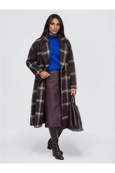 OMBRE Palton pentru femei, model cu carouri, croială oversize, curea de legat...