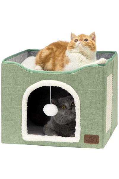 TBSITNS Cat Bed for Indoor Large Cat Cave for Pet Cat House with Fluffy Ball ...