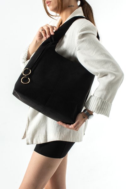 Adox Çanta NORTH MODEL DETAILED SUEDE BLACK WOMEN'S HAND AND SHOULDER BAG