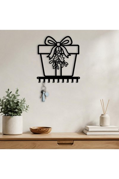 Generic Brand Gift Box Bow Design Metal Key Holder Metal Key Hanger Wall Moun...