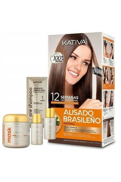 Kativa Σετ ισιώματος Alisado Brasileno (Σαμπουάν προεπεξεργασίας 15 ml, Σαμπο...