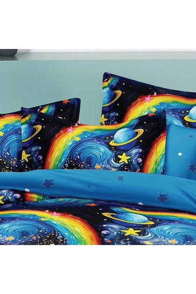 naniland.ro Blue and black bedding for double bed, Duvet Cover 200x230 cm, co...