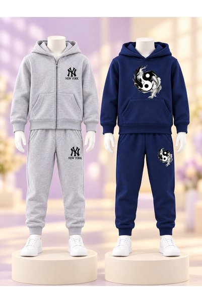 cm buseyiz Busekids Unisex 2-Piece Printed Hooded Zipper Jacket and Kangaroo ...