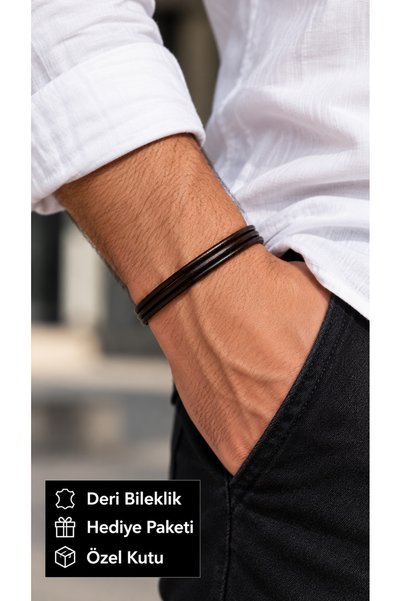 HER ŞEY NOTA www.herseynota.com Dervana Melkor Dark Brown Leather Men's Brace...