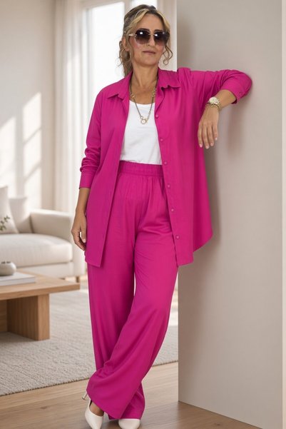 yagmurberen Cotton SATIN BUTTON-UP SHIRT AND ELASTIC-WAISTED, LACE-UP PANTS P...