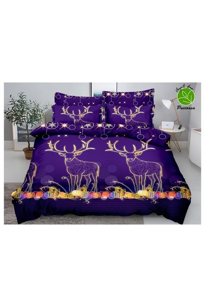 naniland.ro Set de lenjerie de pat cu 6 piese, husă pilotă 200x230 cm cu reni...
