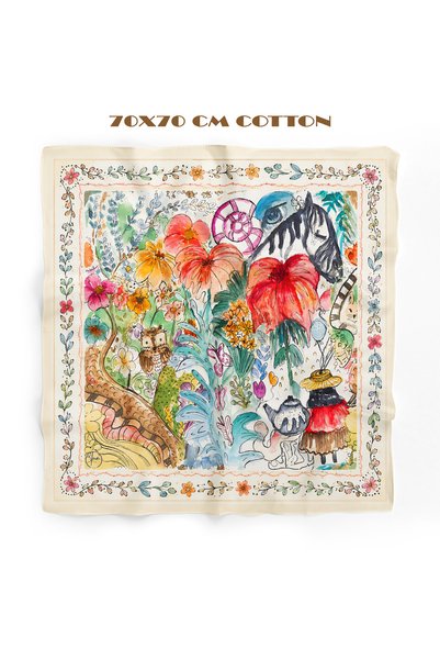 tuaipek Enchanted Forest Print 100% Cotton 70x70 cm Bandana/Scarf