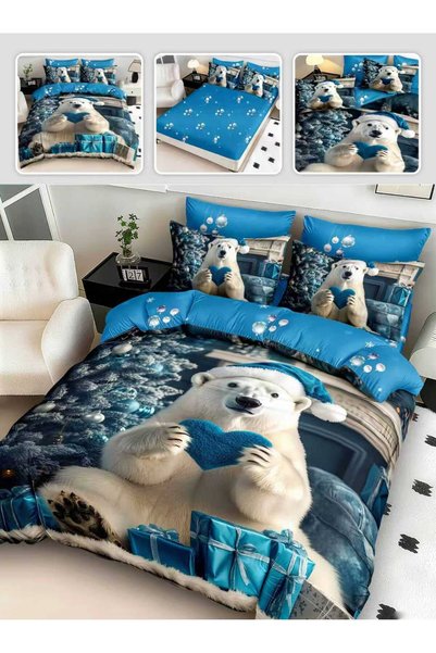 naniland.ro Set de lenjerie cu 6 piese, husă pilotă 200x230 cm cu urs polar ș...