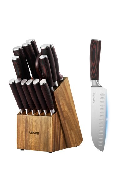 VEVOR Set de cuțite, Dimensiuni produs: 131 x 195 x 345 mm, Material: 7CR17MO...