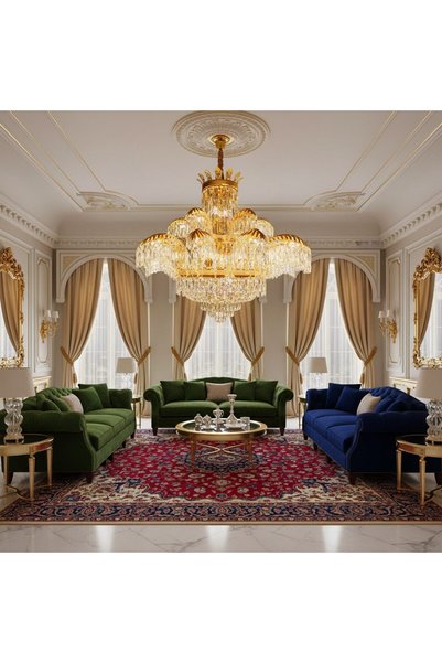 OEM Crystal Chandelier PALACE Supremo 29xG9, D115cm, Shiny Gold, Adjustable H...