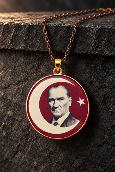 İyyaKee Round Necklace for Men and Women Featuring a Portrait of Atatürk and ...