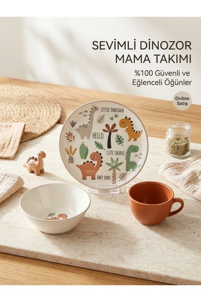 Keramika Mama Set 3 Pieces Patterned Digital Print Dino