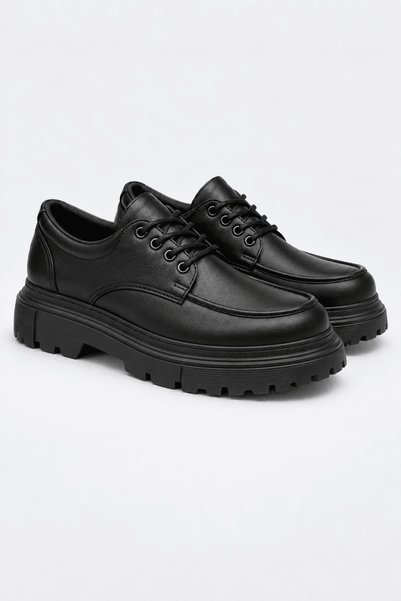 Ramer Jy-T13 Nova Lace-Up Leather Men's Casual Sports Classic Shoes Cst - Black