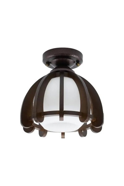 OEM Mina Chandelier, 1xE27, Brown with White, Wood and Glass