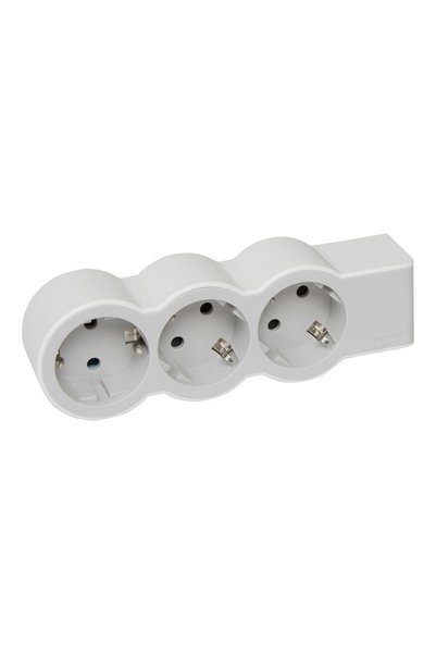Legrand Priză multiplă Moes cu 3 prize și contact de protecție, albă și gri
