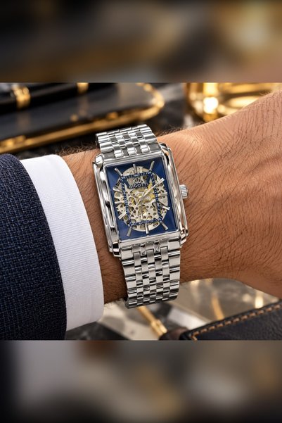 Bigotti Milano BG.1.10634-3 Automatic Skeleton Men's Watch with Navy Blue Dia...