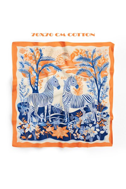 tuaipek Zebra Royale Pattern 100% Cotton 70x70 cm Bandana/Scarf