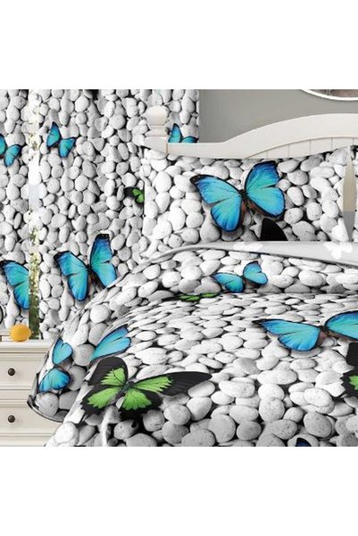 CasaDesteapta.ro Lenjerie cu husă pilotă 160x200 cm și 2 draperii 150x230 cm,...