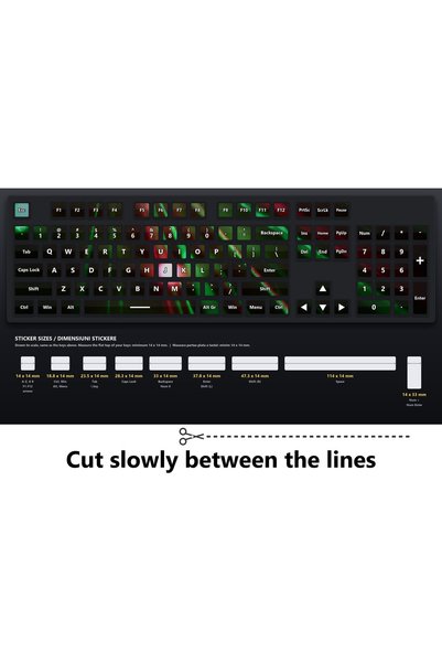 OEM Stickere Tastatura Set Lumina Laser Neon, Design Continuu, Coala A4 Decup...