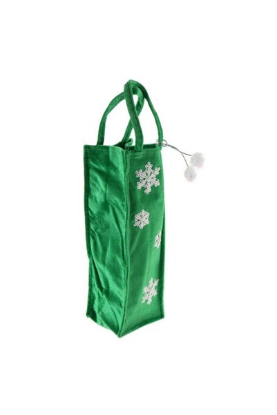 ANTBRO Săculeț Decorativ de Crăciun din Poliester Verde cu Fulgi de Zăpadă Al...