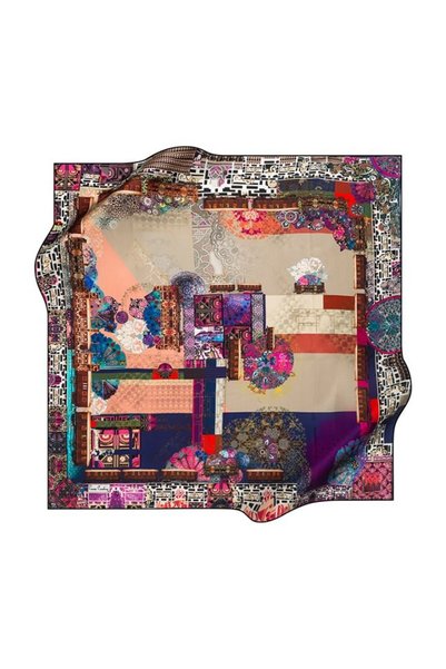 Pierre Cardin Tivil Polyester Scarf 7670799 921 Navy Blue and Fuchsia Ethnic ...