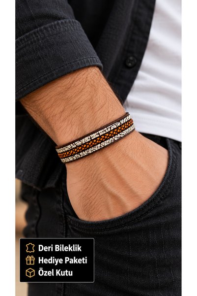 HER ŞEY NOTA www.herseynota.com Terasin Molvera Brown Leather Men's Bracelet ...