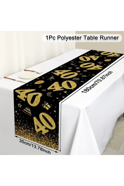 Choice 35x180cm 40th Black Gold Glitter 18th Birthday Table Runner Party Deco...