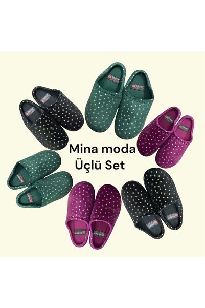 Minamoda GEZER PAPUCI DE CASA CU MODEL GONDOLA STAR (SET DE 3) 3 perechi de p...