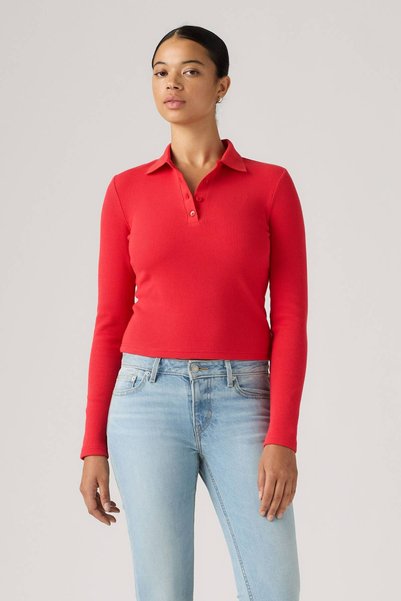 Levi's ЖЕНСКИ ЧЕРВЕН ПУЛОВЕР С ПОЛО ЯКА 00AUX-0002