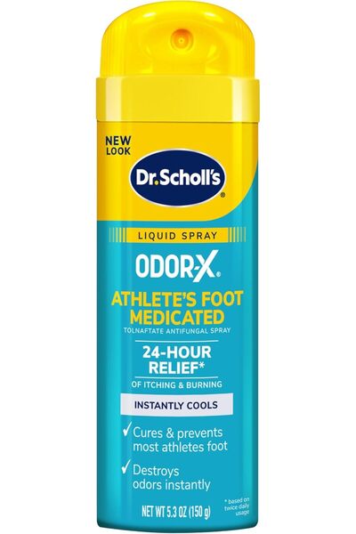 Dr. Scholl's ODOR-X ATHLETE'S FOOT MEDICATED LIQUID SPRAY, 5.3 oz // 24-Hour ...