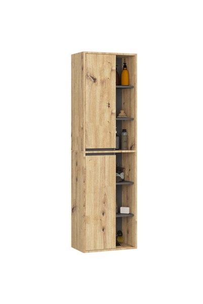 MyOfficeShop Dulap de baie suspendat cu 2 uși și 6 rafturi, placaj de 16 mm, ...
